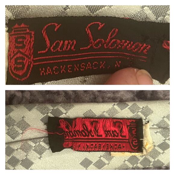 Vintage 1960s Silver Diamond Skinny Silk Necktie - Picture 3 of 4